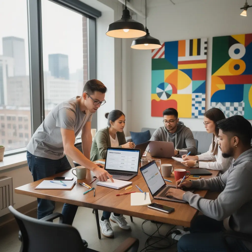 Zadowolony klient przeglądający ofertę ubezpieczeń online